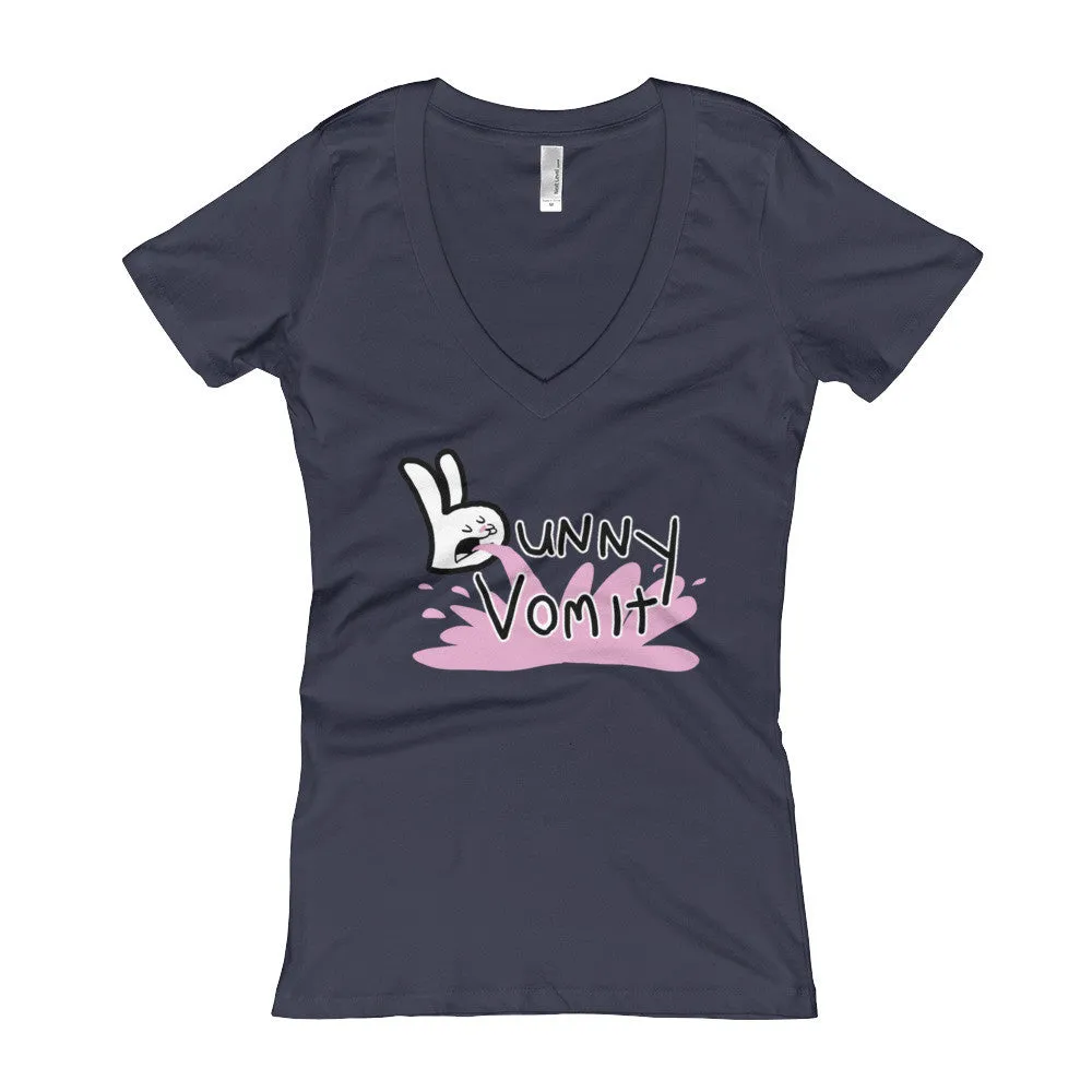 Bunny Vomit Logo Fitted V-Neck T-Shirt