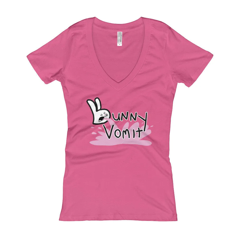 Bunny Vomit Logo Fitted V-Neck T-Shirt