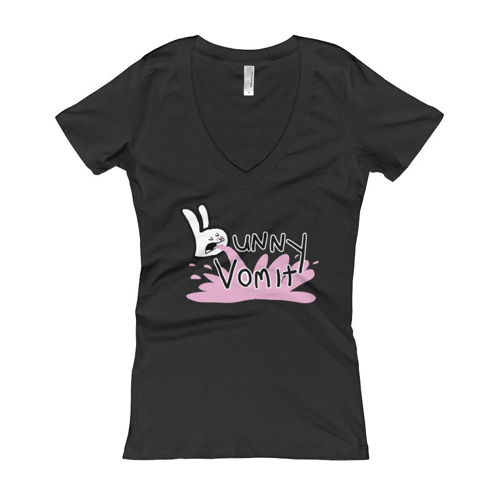 Bunny Vomit Logo Fitted V-Neck T-Shirt