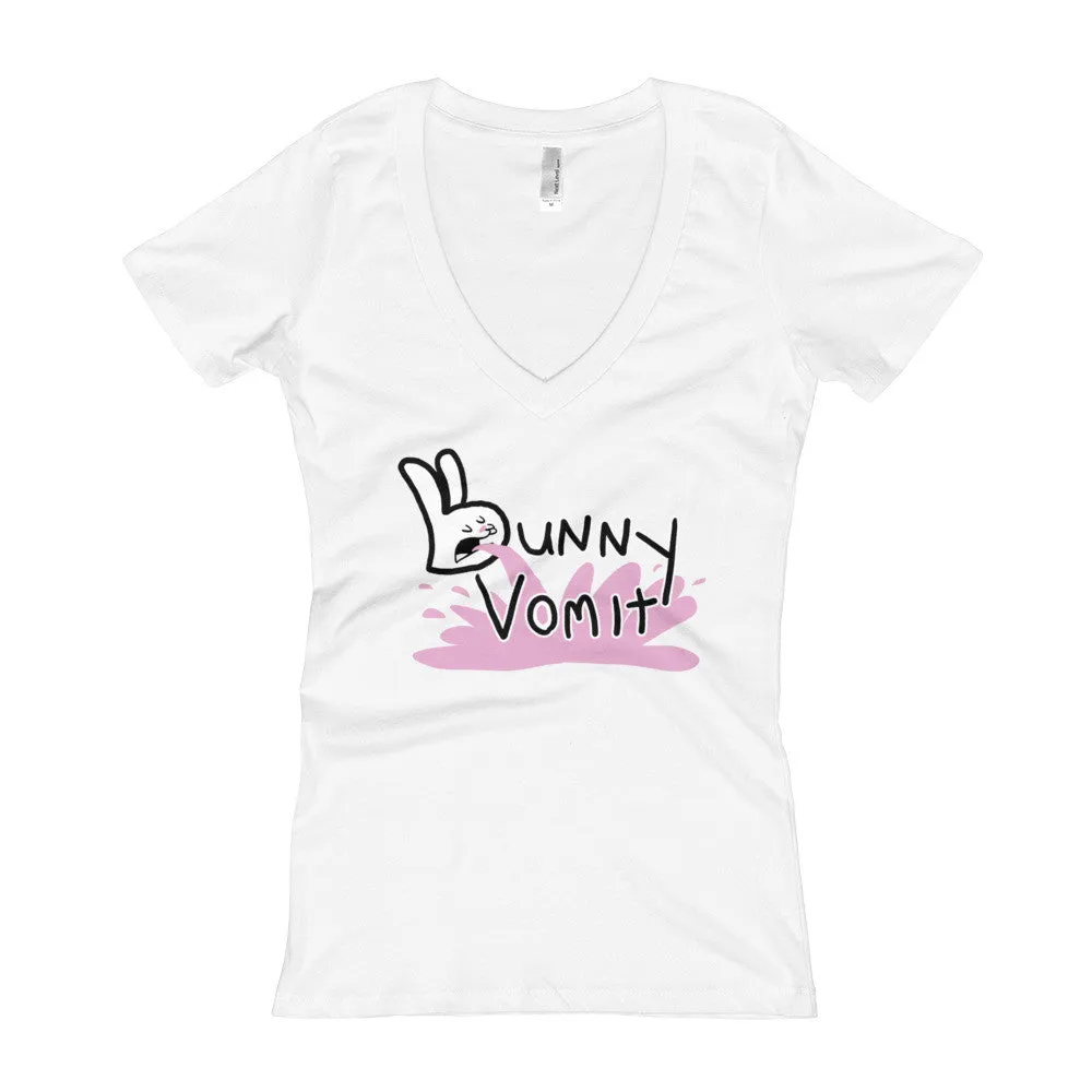 Bunny Vomit Logo Fitted V-Neck T-Shirt
