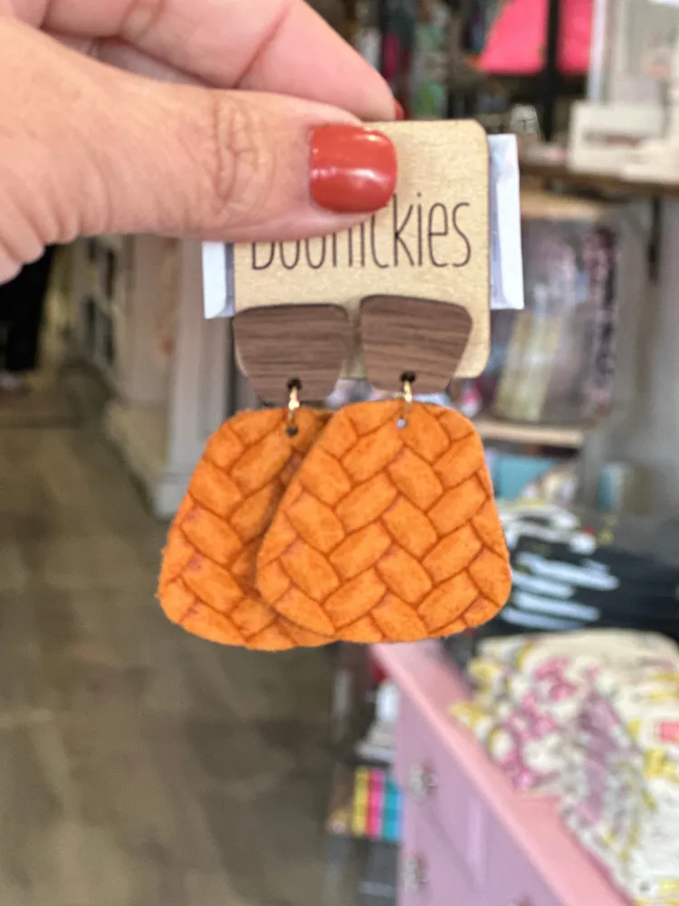 Burnt Orange Leather Suede Earring