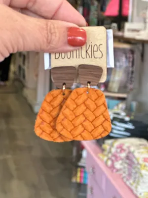 Burnt Orange Leather Suede Earring