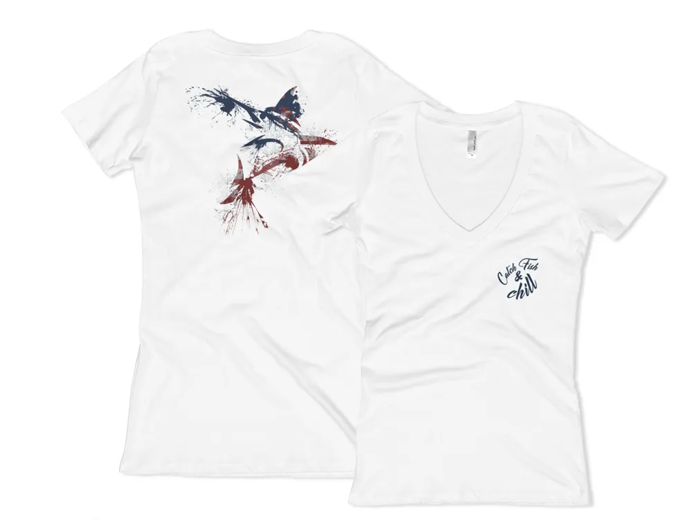CATCH FISH & CHILL WOMEN'S USA MARLIN V TEE