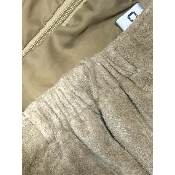 Chicos 100% Leather Suede Midi Whipstitch Lined Flare Skirt Beige Women's Large