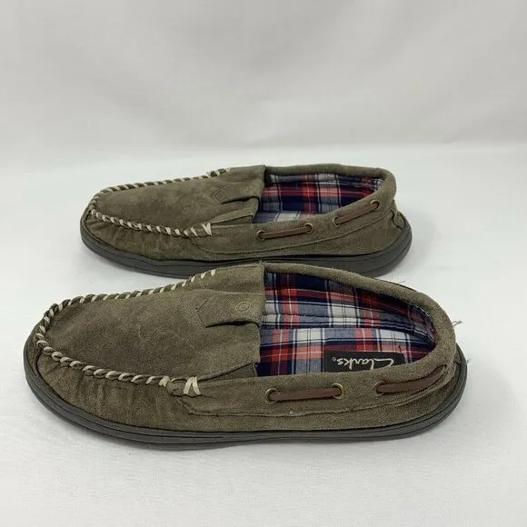Clarks - Men's 10 Brown Suede Slip-on Slippers
