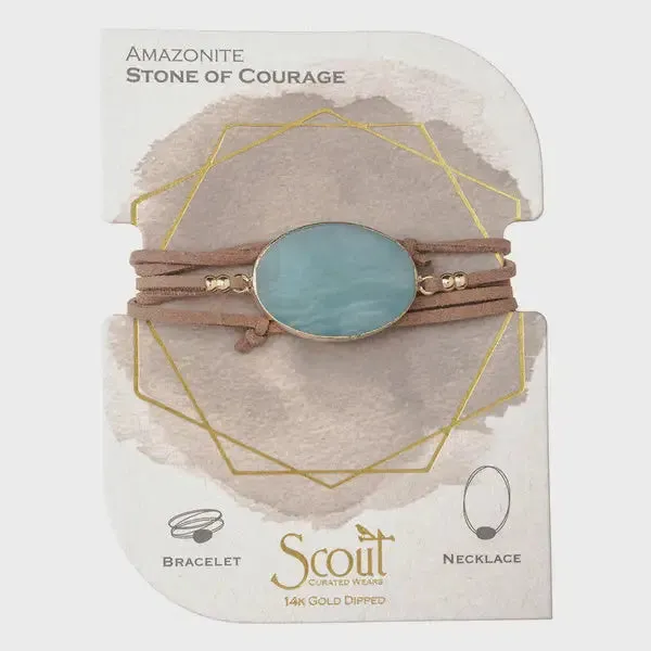 CONVERTIBLE SUEDE STONE WRAP WITH MAGNETIC CLASP