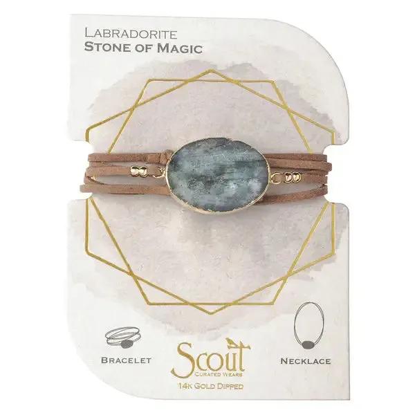 CONVERTIBLE SUEDE STONE WRAP WITH MAGNETIC CLASP