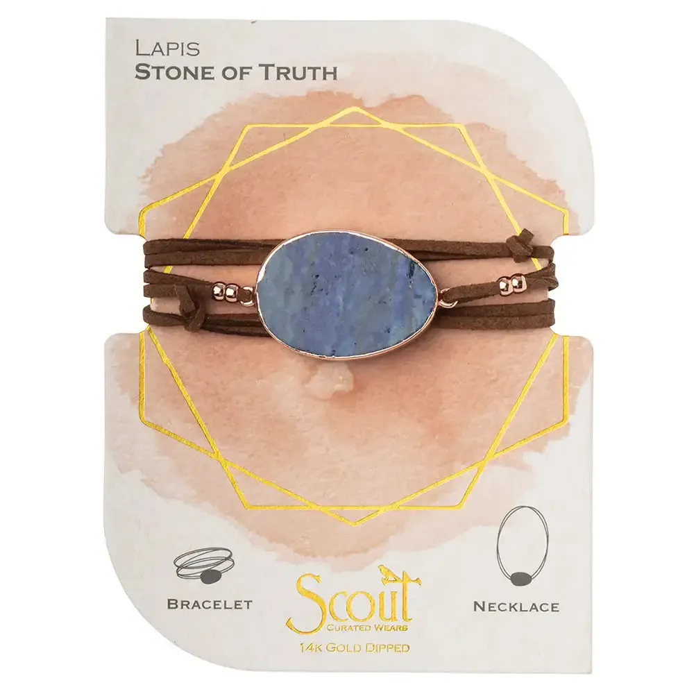 CONVERTIBLE SUEDE STONE WRAP WITH MAGNETIC CLASP