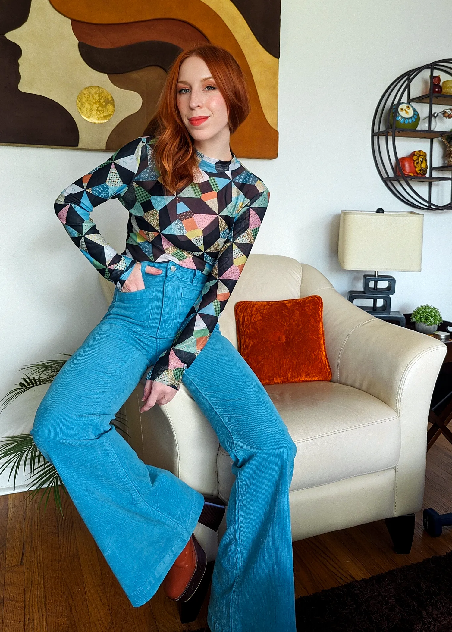 Cornflower Blue Corduroy Sailor Eastcoast Flares <br><I>almost gone! </I>