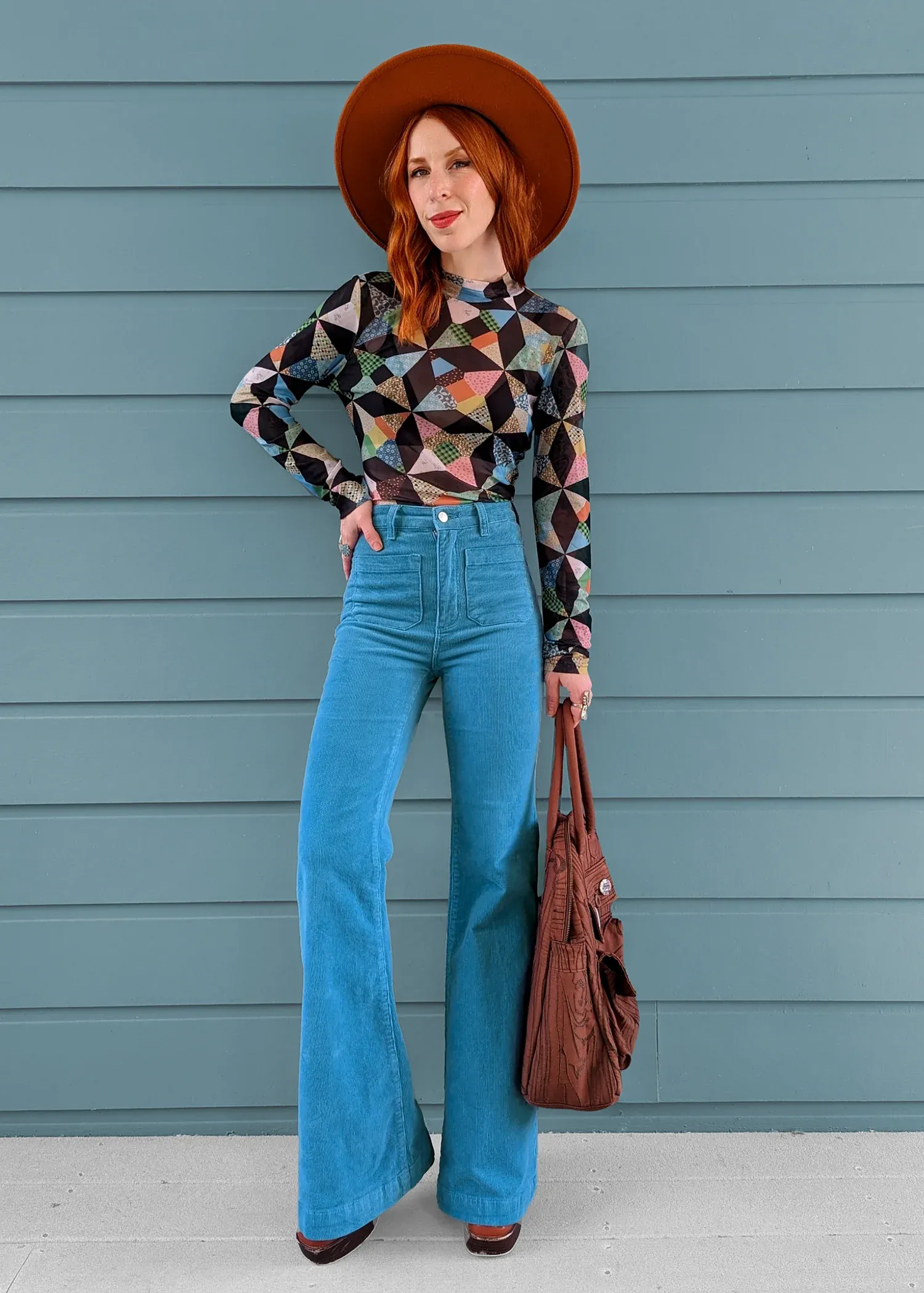Cornflower Blue Corduroy Sailor Eastcoast Flares <br><I>almost gone! </I>