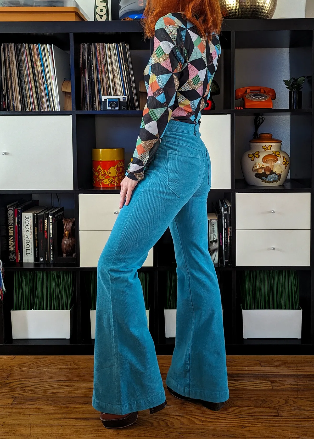 Cornflower Blue Corduroy Sailor Eastcoast Flares <br><I>almost gone! </I>