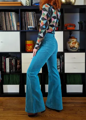 Cornflower Blue Corduroy Sailor Eastcoast Flares <br><I>almost gone! </I>