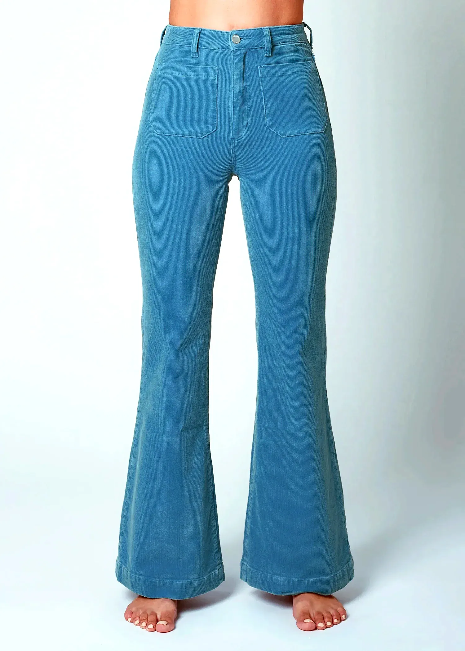 Cornflower Blue Corduroy Sailor Eastcoast Flares <br><I>almost gone! </I>
