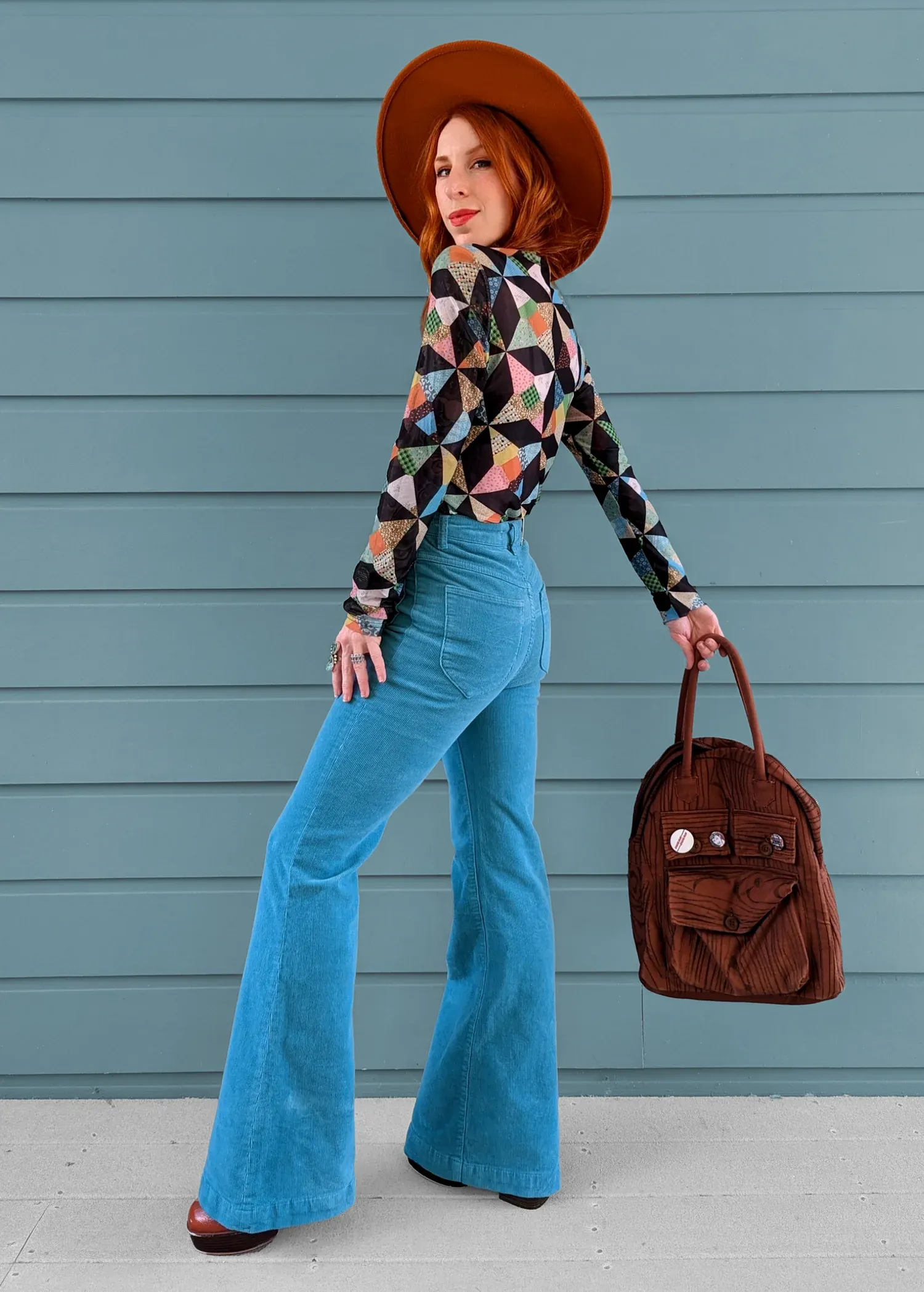 Cornflower Blue Corduroy Sailor Eastcoast Flares <br><I>almost gone! </I>