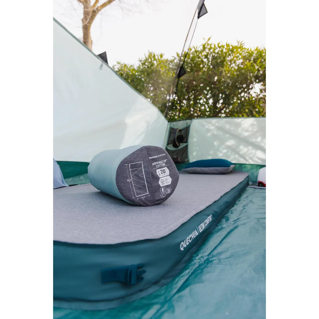 COTTON SLEEPING BAG FOR CAMPING - ARPENAZ 20° COTTON