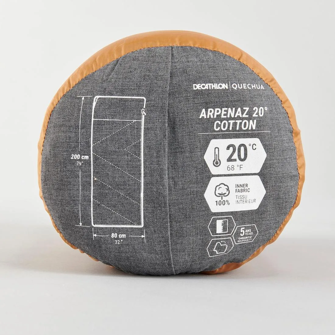 COTTON SLEEPING BAG FOR CAMPING - ARPENAZ 20° COTTON