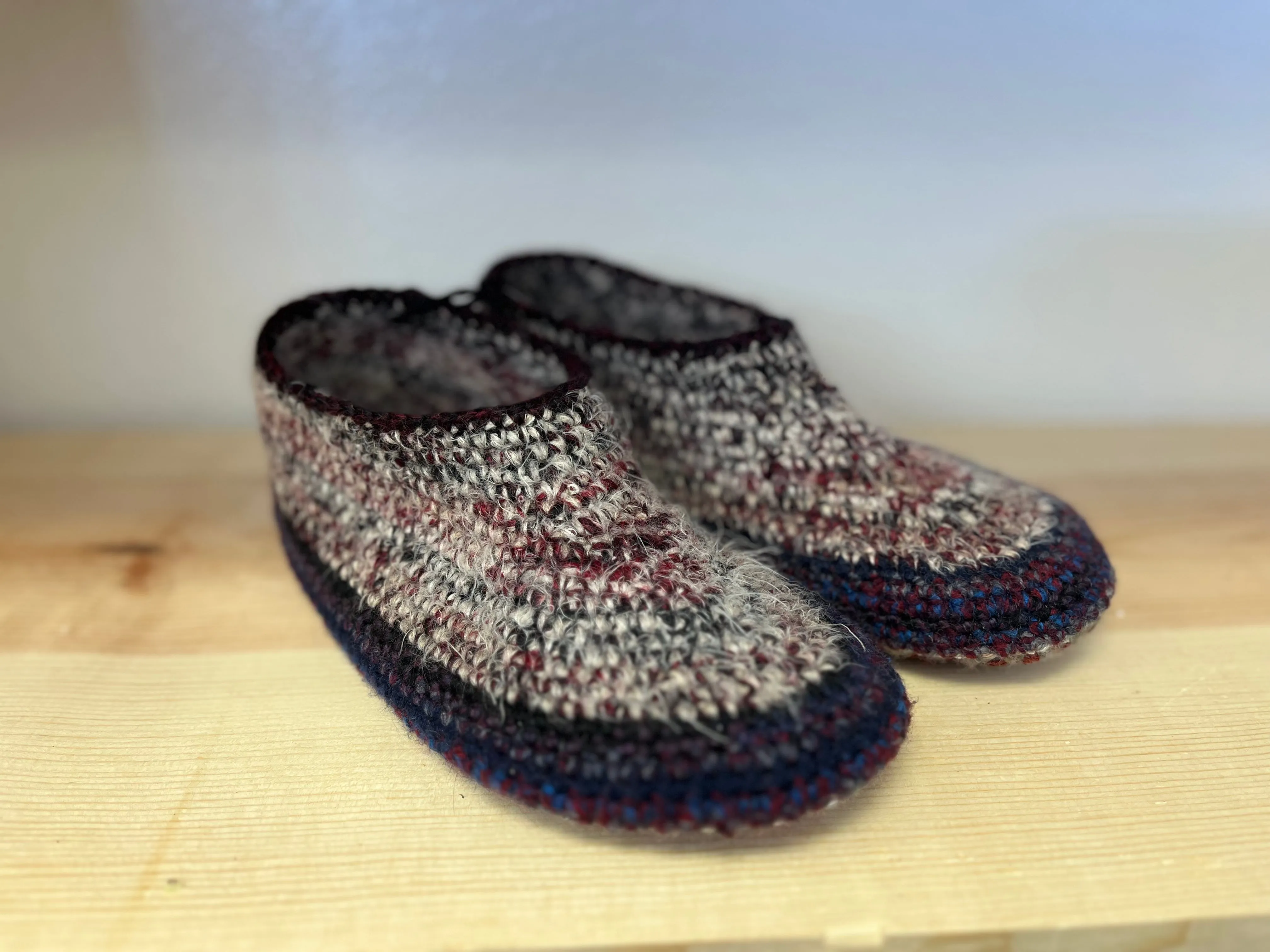 Cozy Crochet, Leather Bottom, Sheepskin Slippers