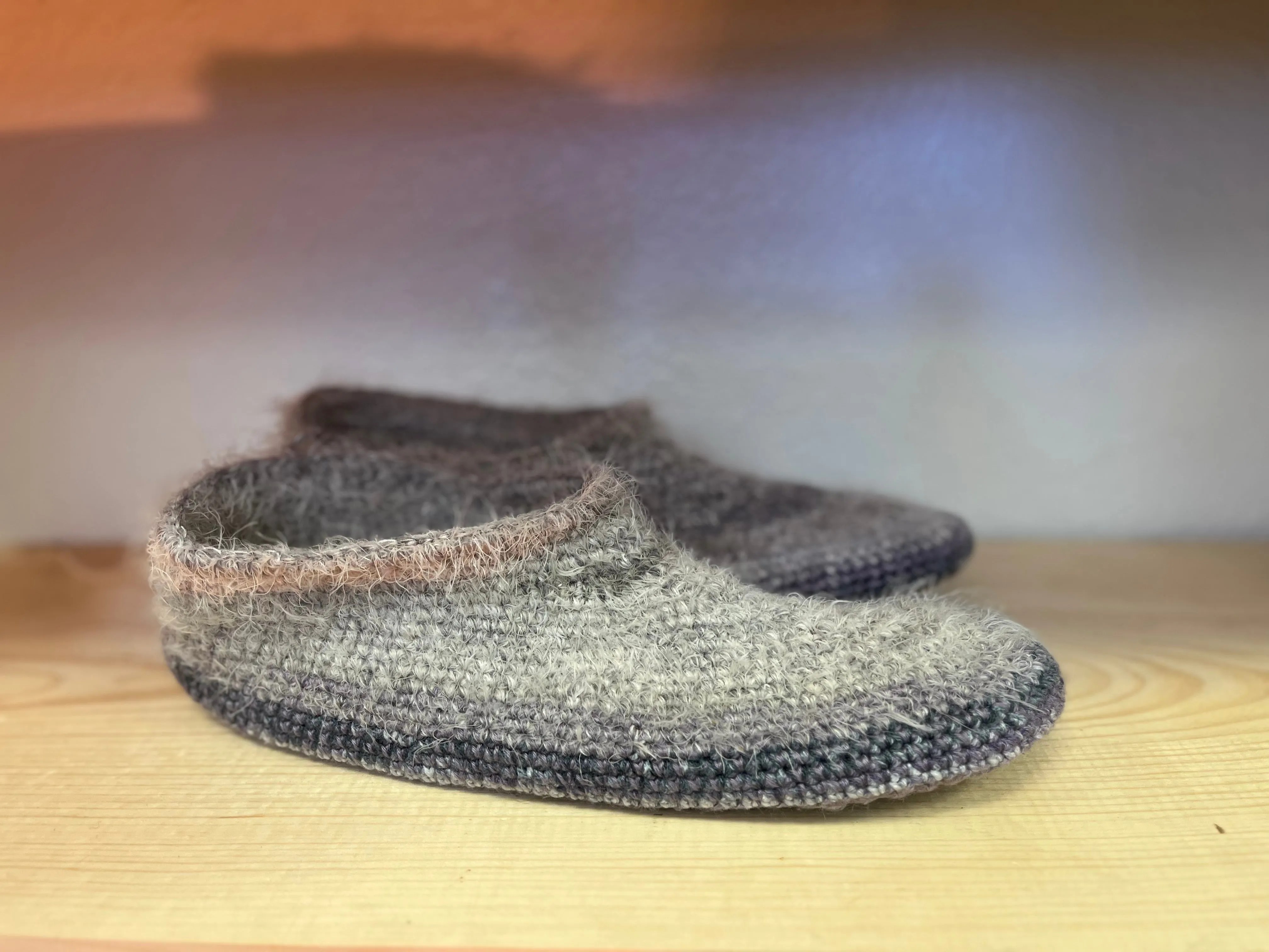 Cozy Crochet, Leather Bottom, Sheepskin Slippers
