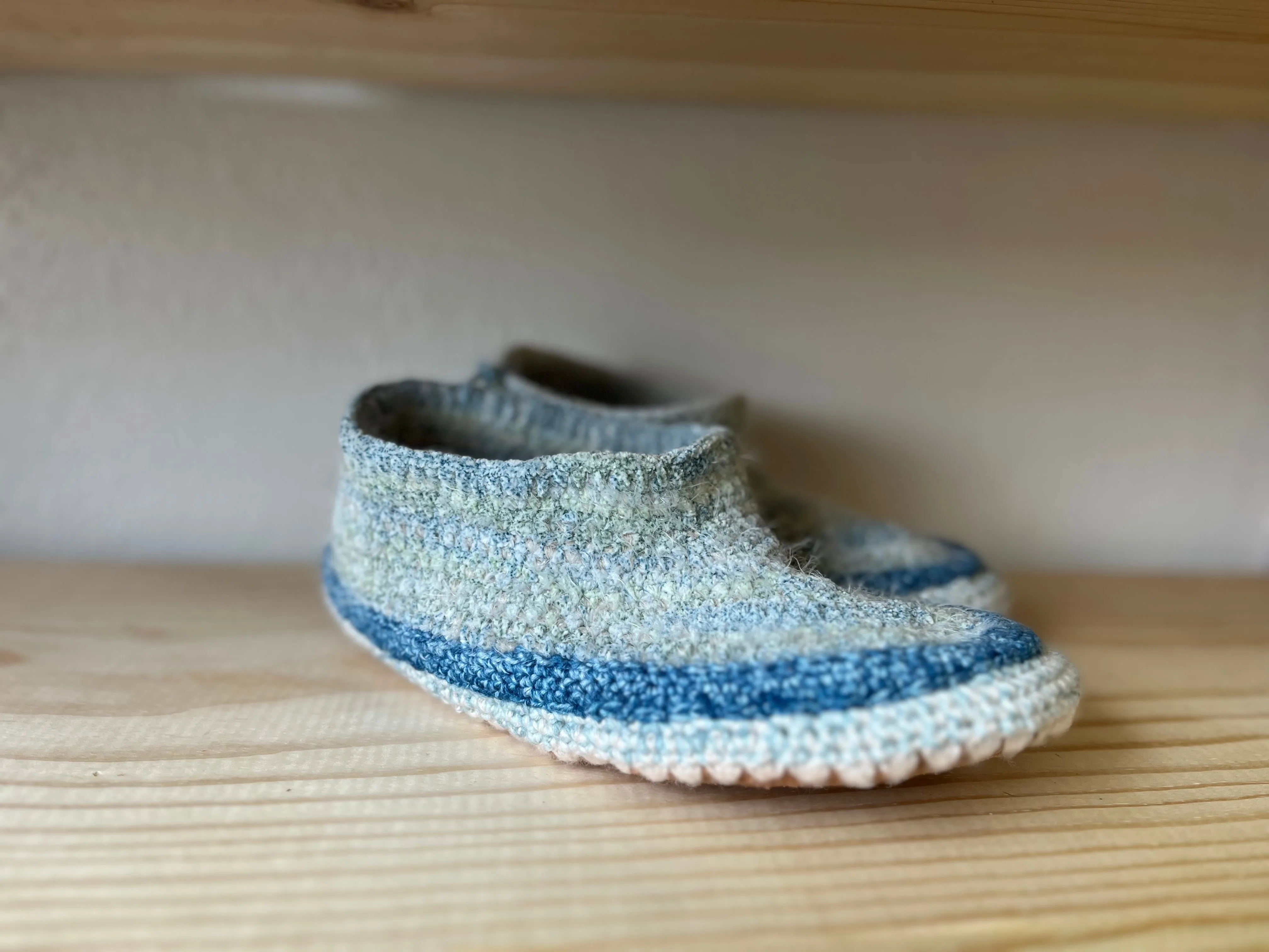 Cozy Crochet, Leather Bottom, Sheepskin Slippers