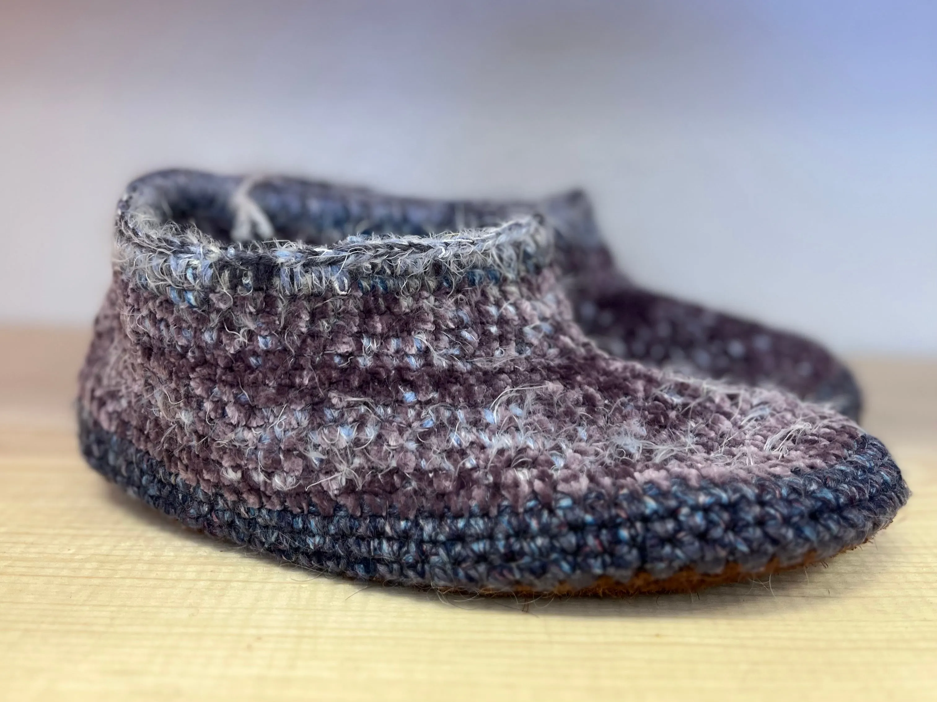 Cozy Crochet, Leather Bottom, Sheepskin Slippers