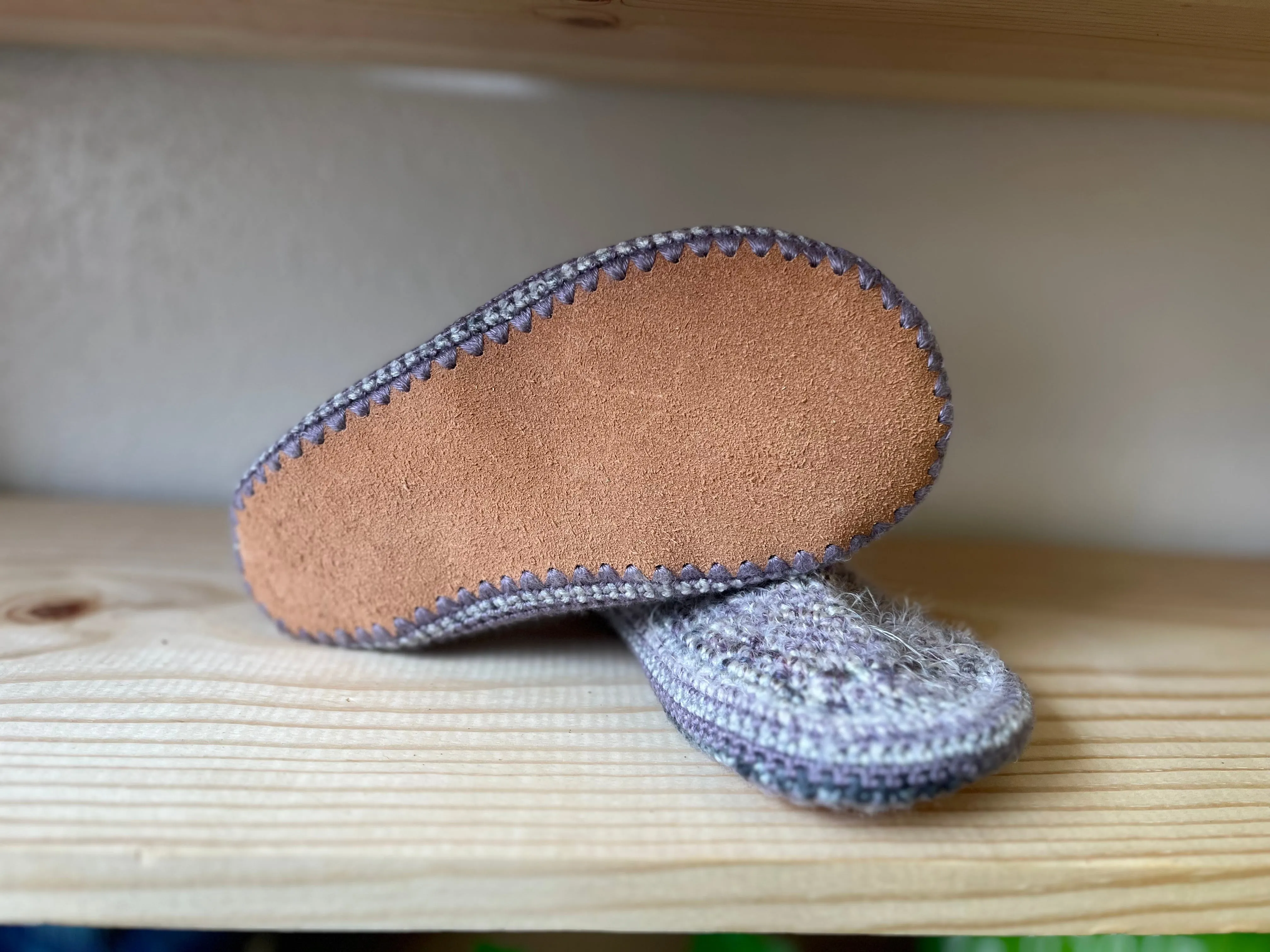 Cozy Crochet, Leather Bottom, Sheepskin Slippers