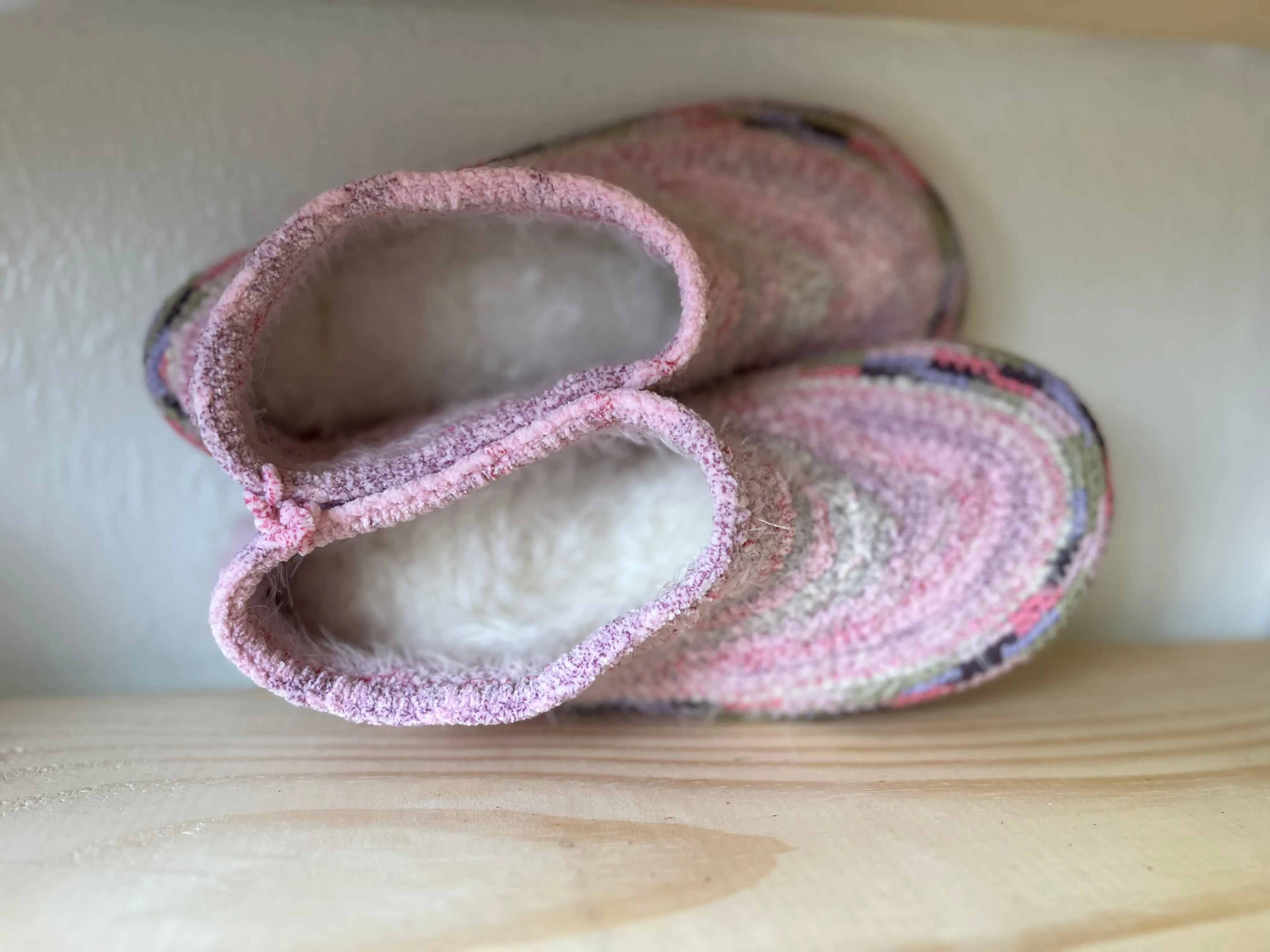 Cozy Crochet, Leather Bottom, Sheepskin Slippers