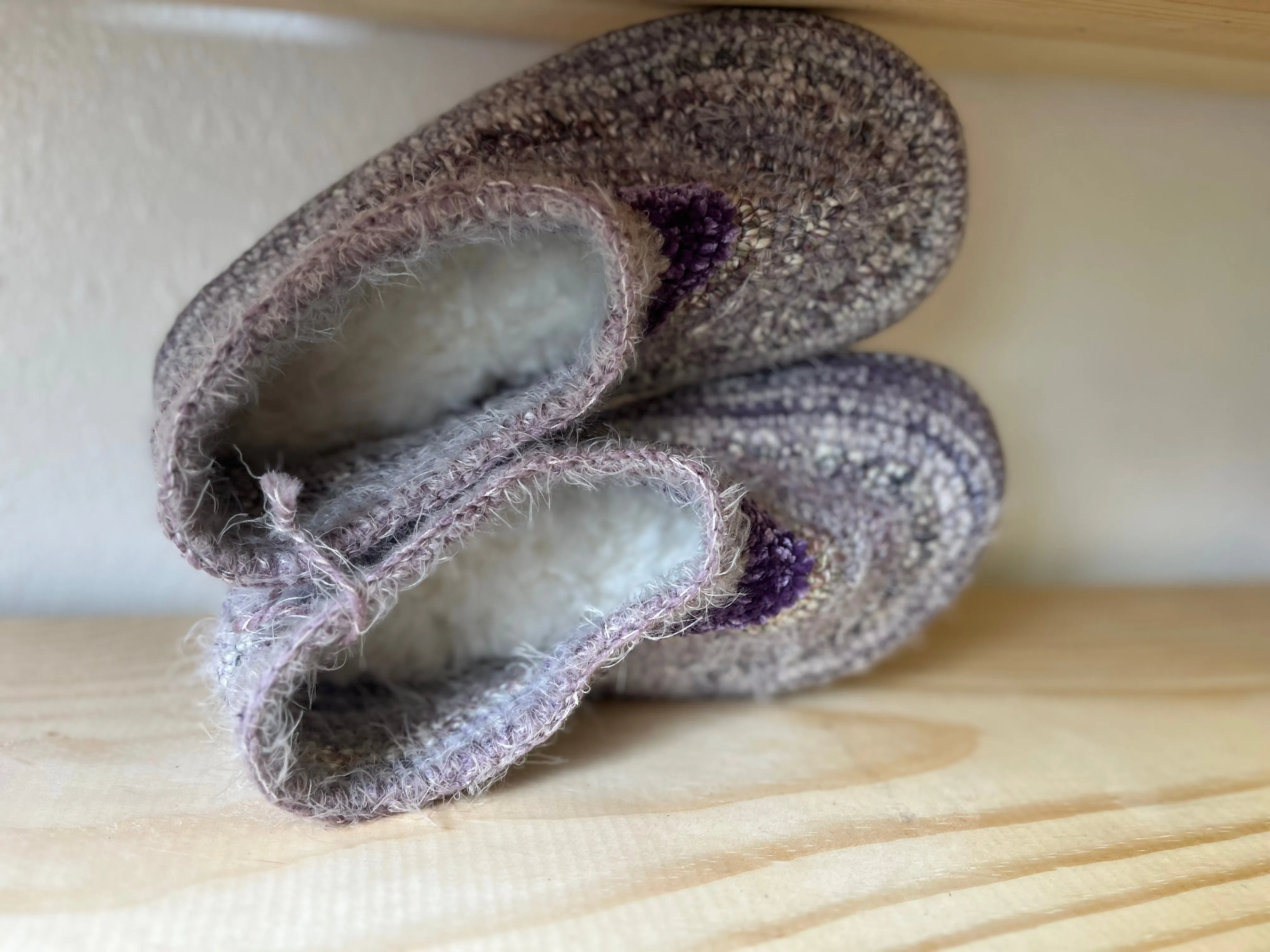 Cozy Crochet, Leather Bottom, Sheepskin Slippers