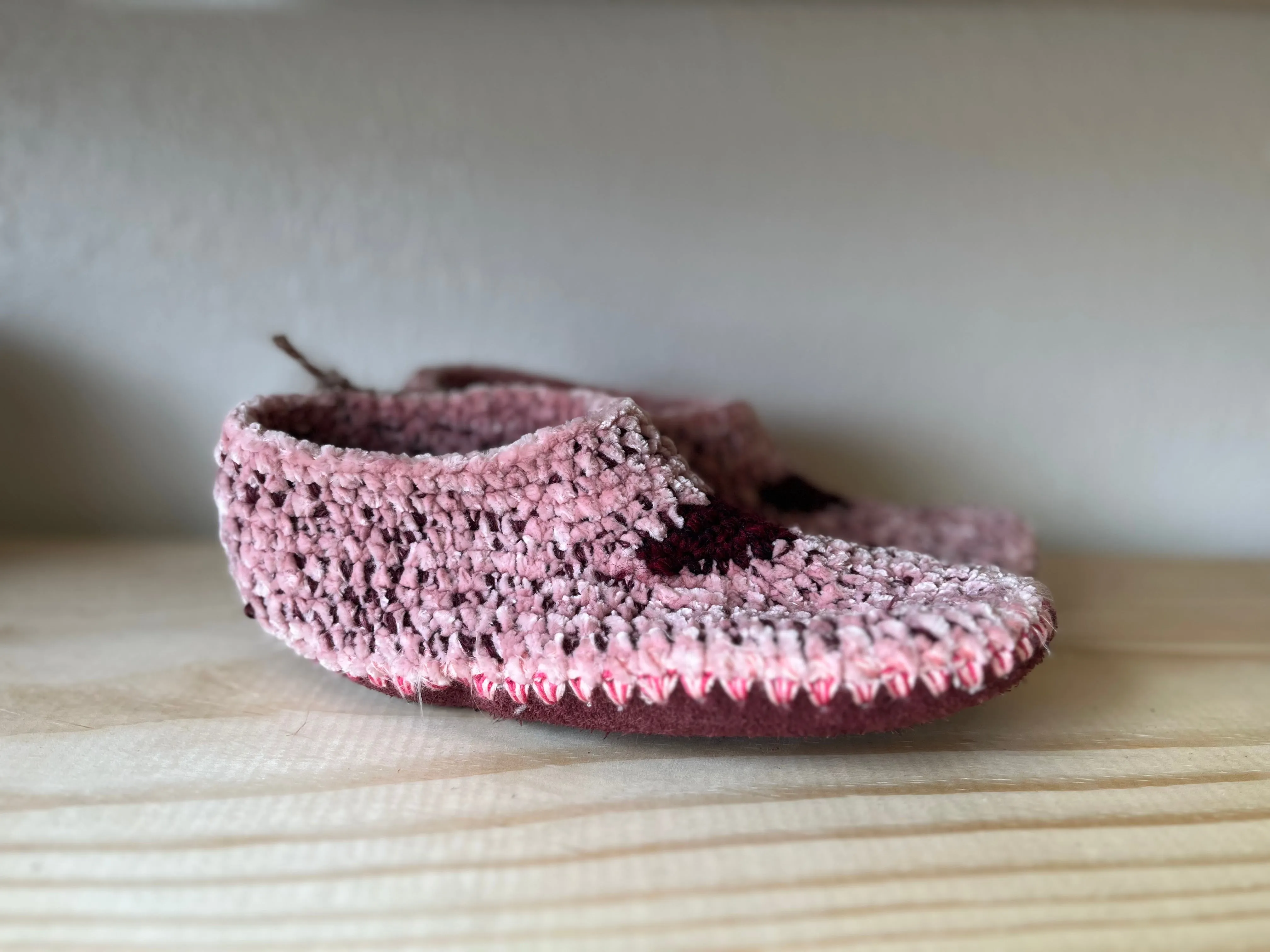 Cozy Crochet, Leather Bottom, Sheepskin Slippers