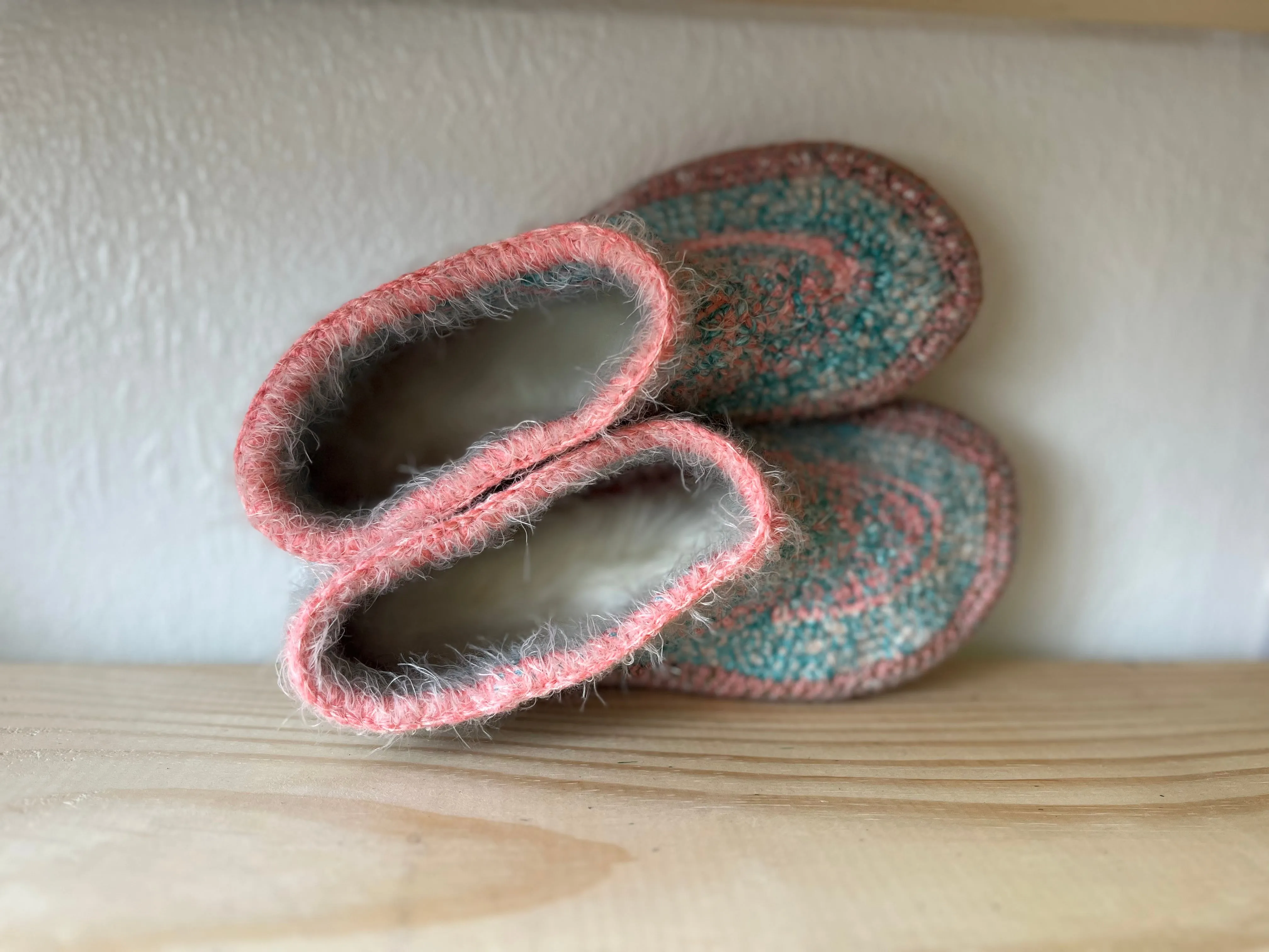 Cozy Crochet, Leather Bottom, Sheepskin Slippers