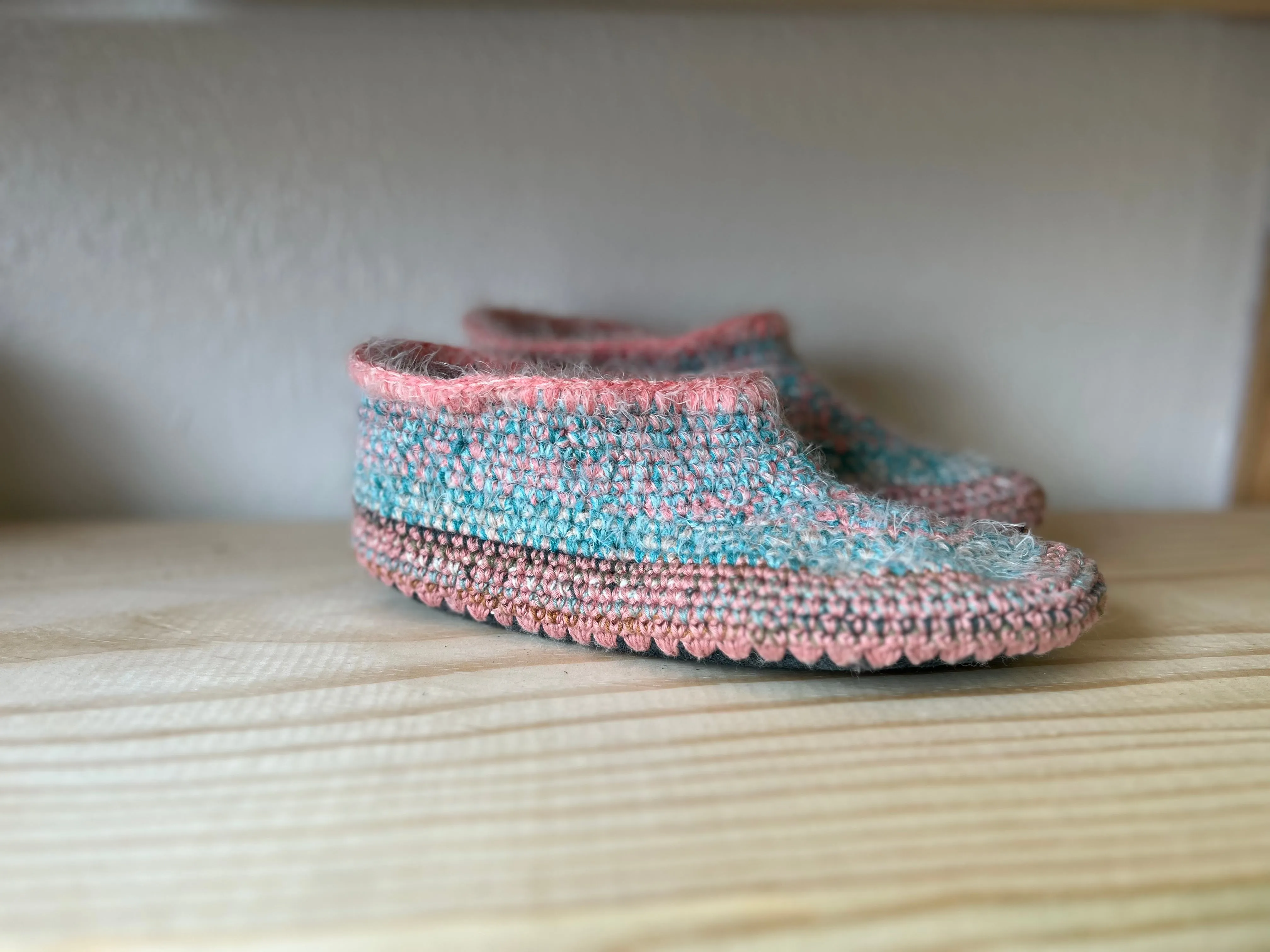 Cozy Crochet, Leather Bottom, Sheepskin Slippers