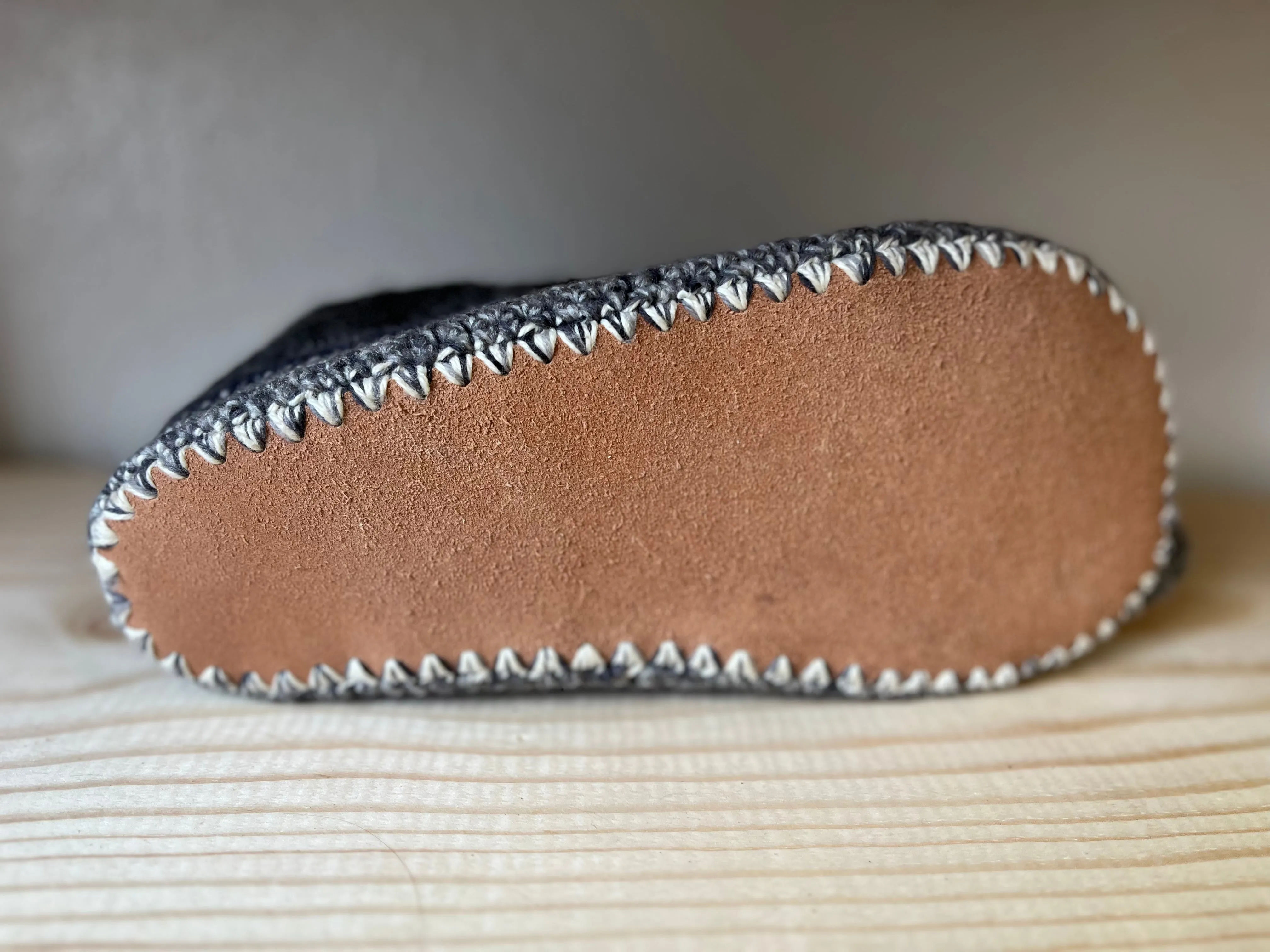 Cozy Crochet, Leather Bottom, Sheepskin Slippers