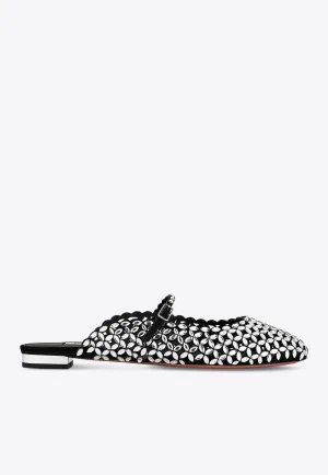 Crystal-Embellished Flat Mules