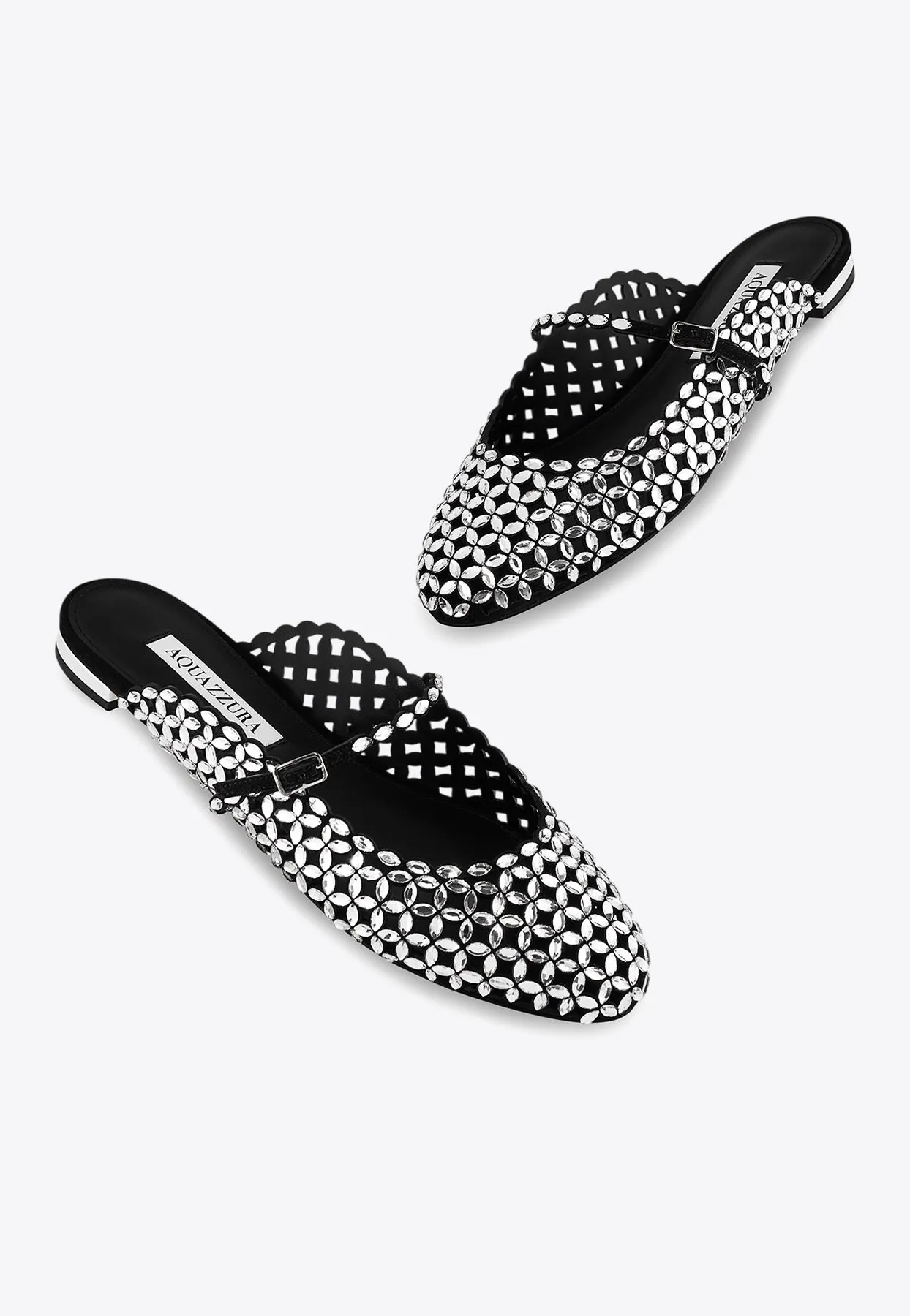 Crystal-Embellished Flat Mules