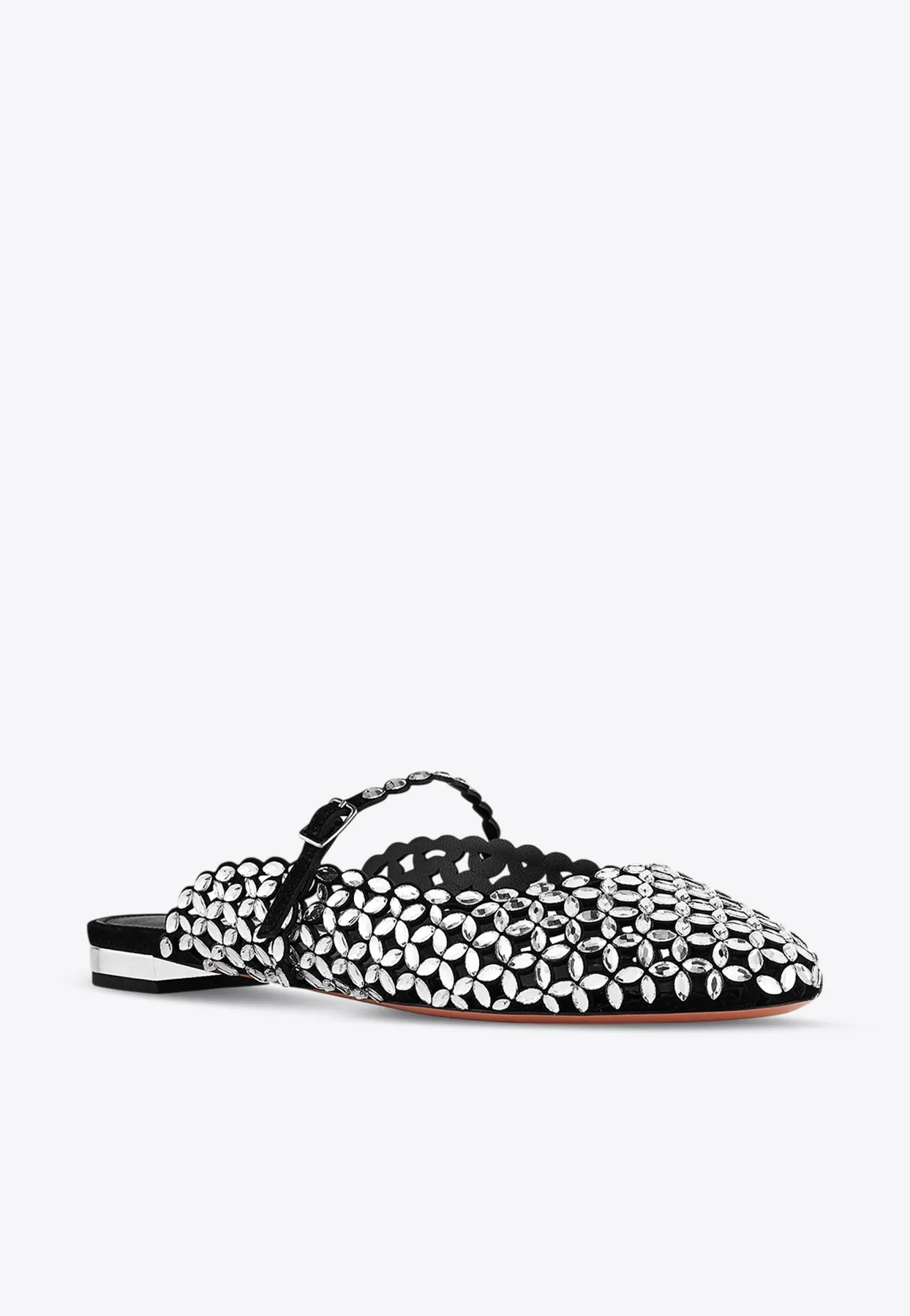 Crystal-Embellished Flat Mules