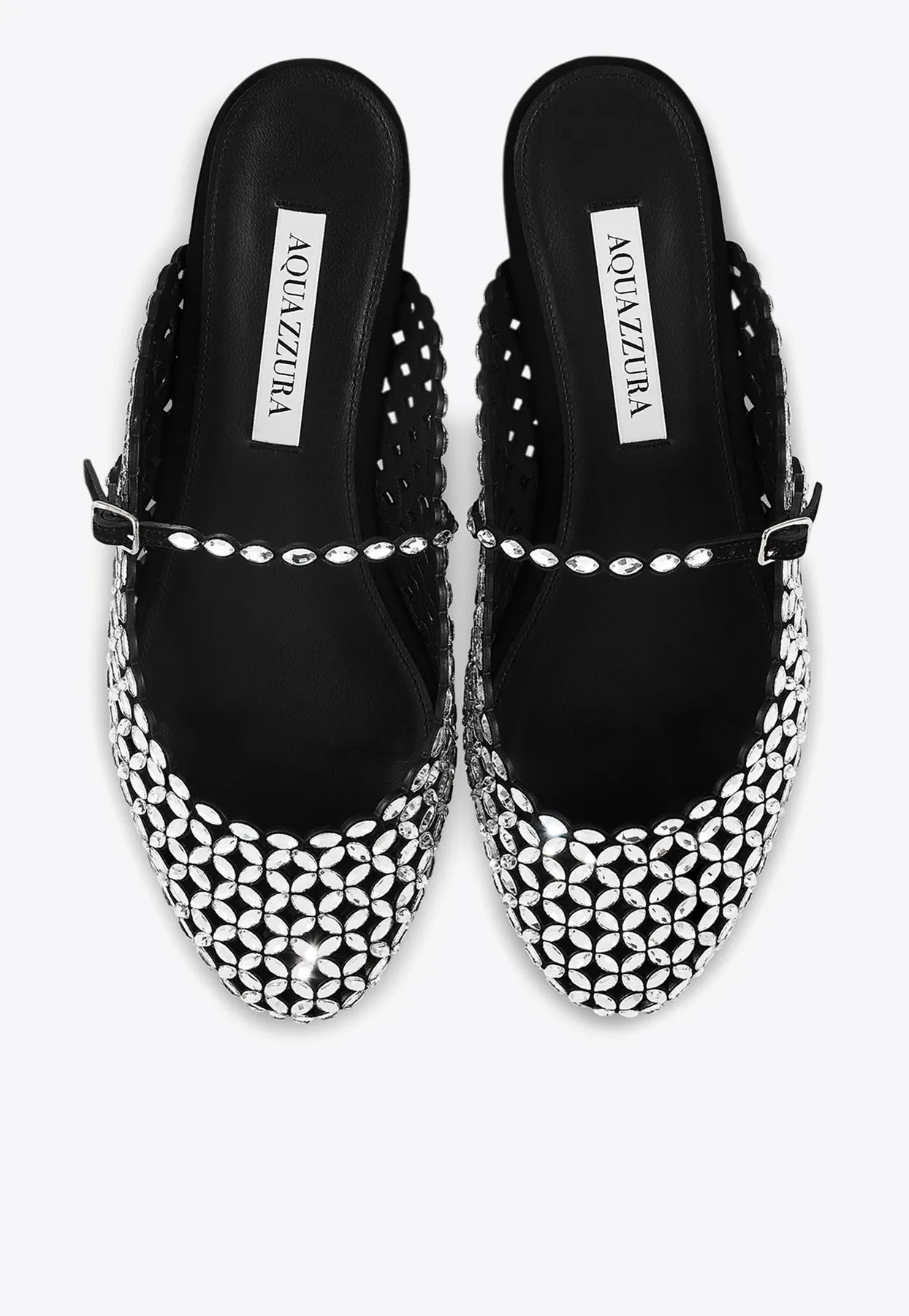 Crystal-Embellished Flat Mules