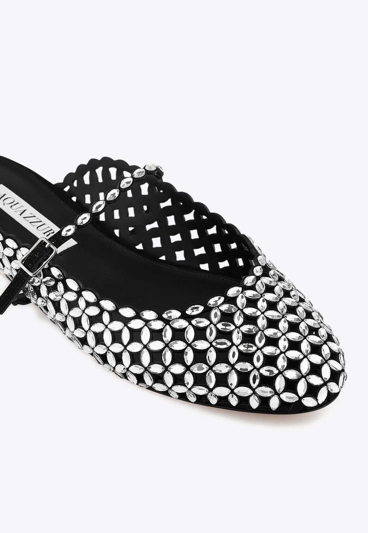 Crystal-Embellished Flat Mules