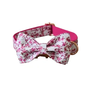 Custom metal buckles engraved floral Dog Collar Bowtie Leash| Personalized Collar Bowtie Leash