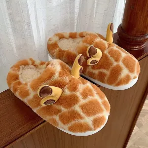 Cute Animal Giraffe Winter Warm Slippers