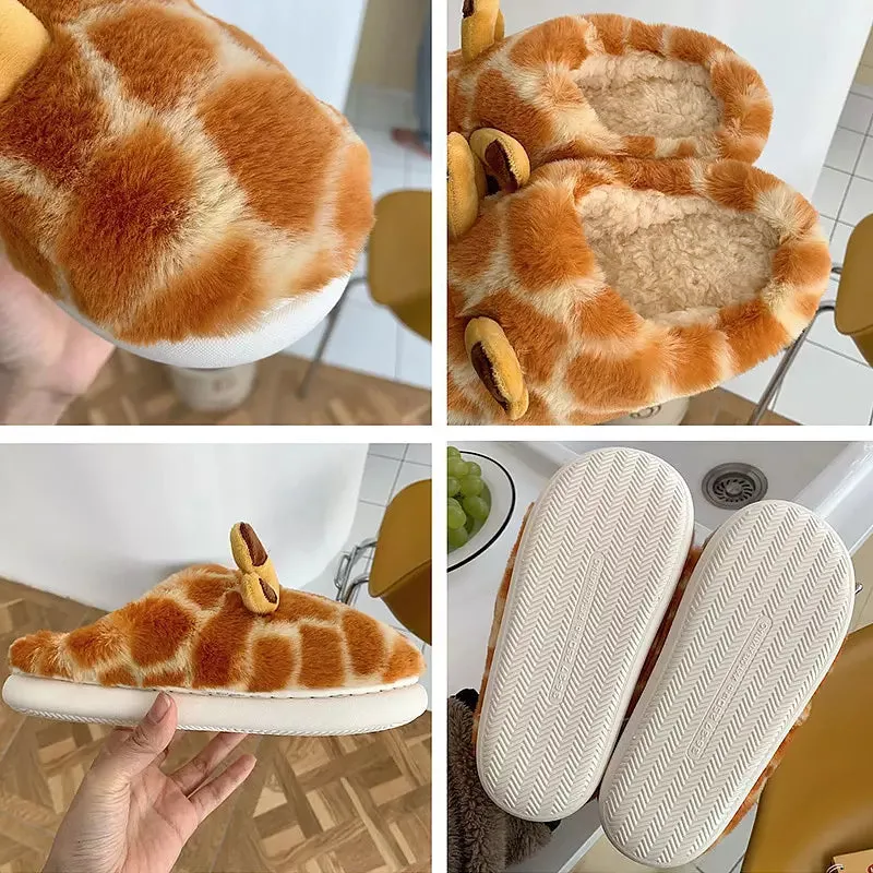 Cute Animal Giraffe Winter Warm Slippers