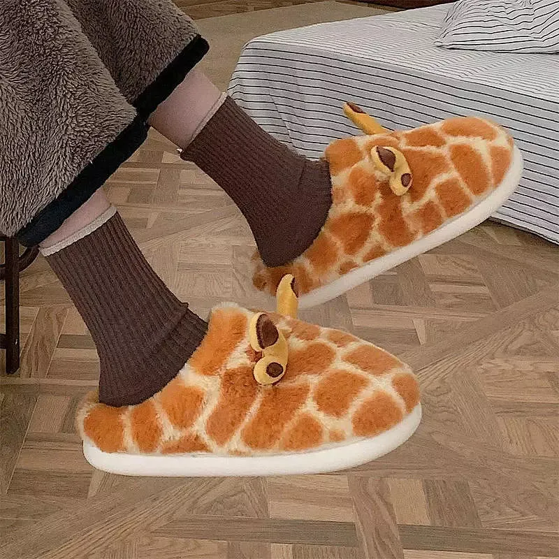 Cute Animal Giraffe Winter Warm Slippers
