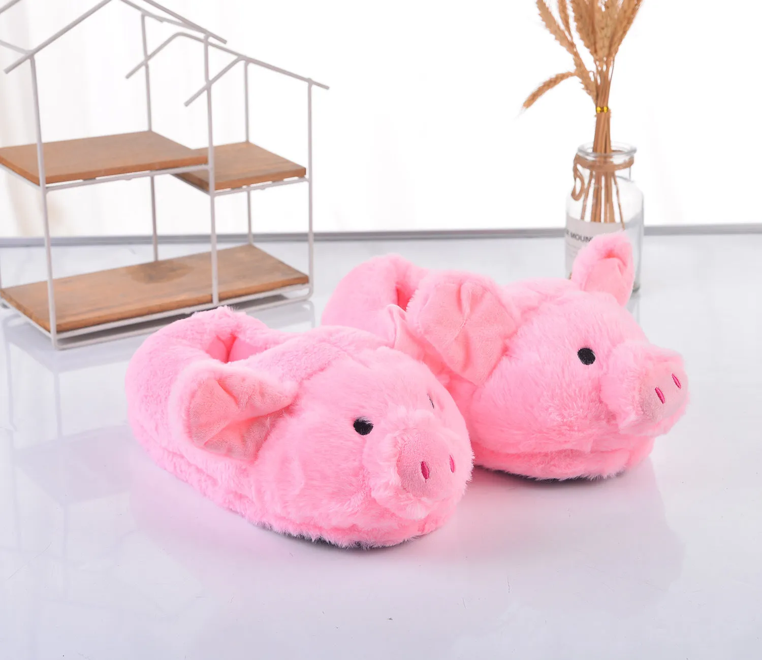 Cute Graffiti Pig Plush Slippers - Cozy and Fun Footwear for All Ages