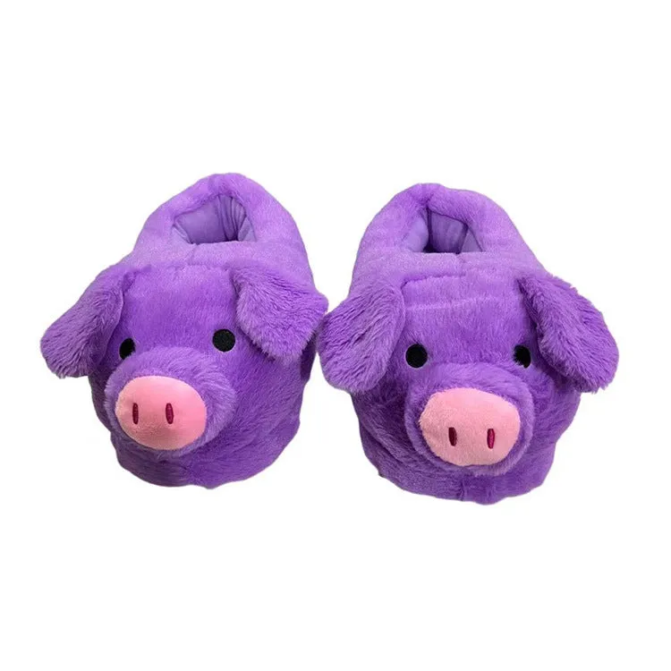 Cute Graffiti Pig Plush Slippers - Cozy and Fun Footwear for All Ages