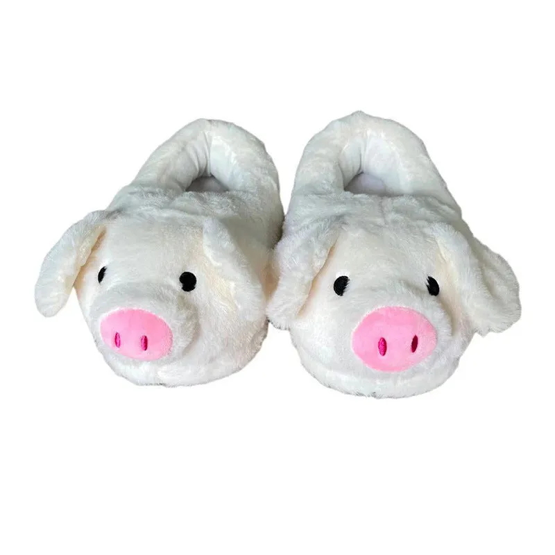 Cute Graffiti Pig Plush Slippers - Cozy and Fun Footwear for All Ages