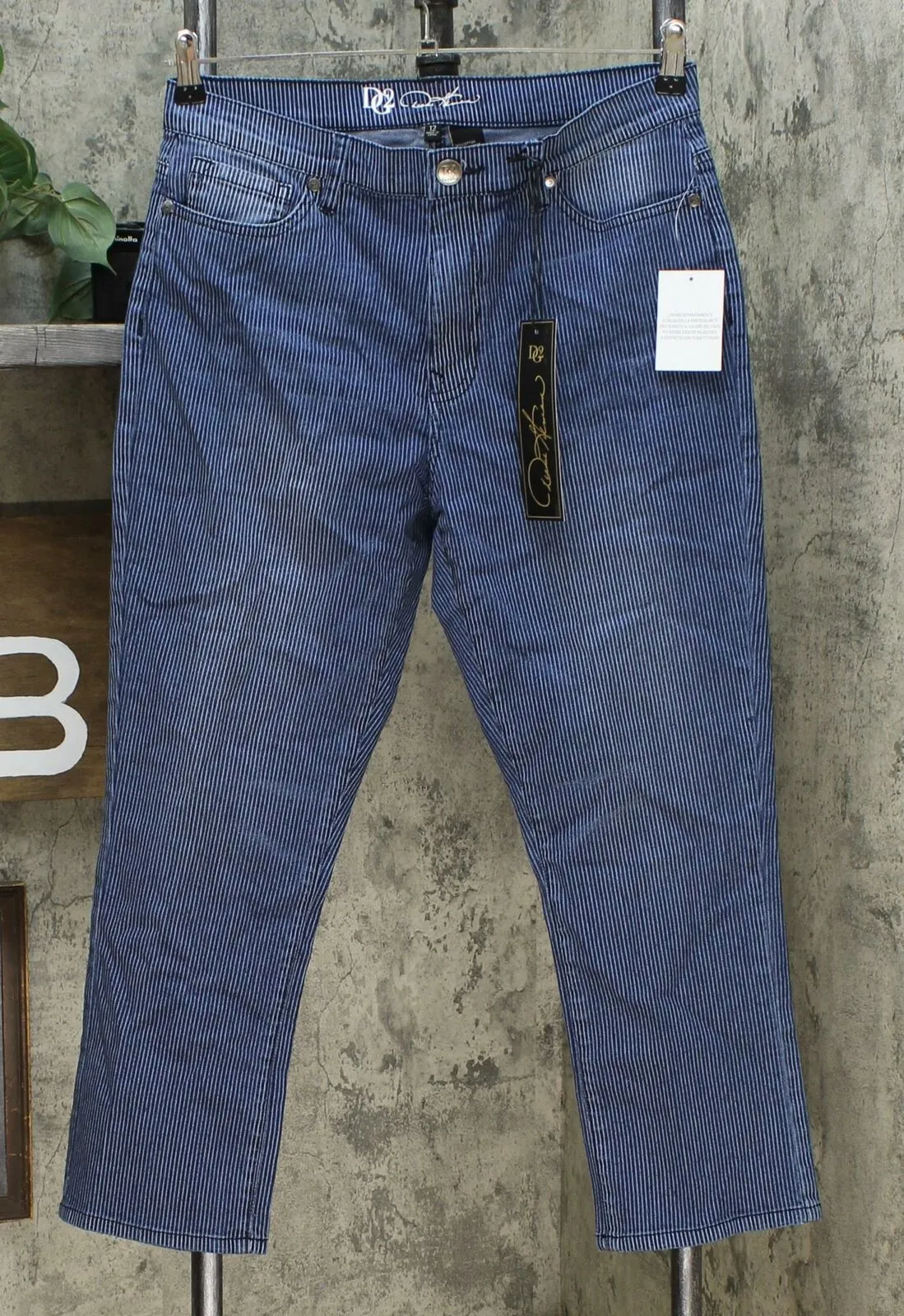 DG2 by Diane Gilman Women's Classic Stretch Pinstripe Crop Jeans