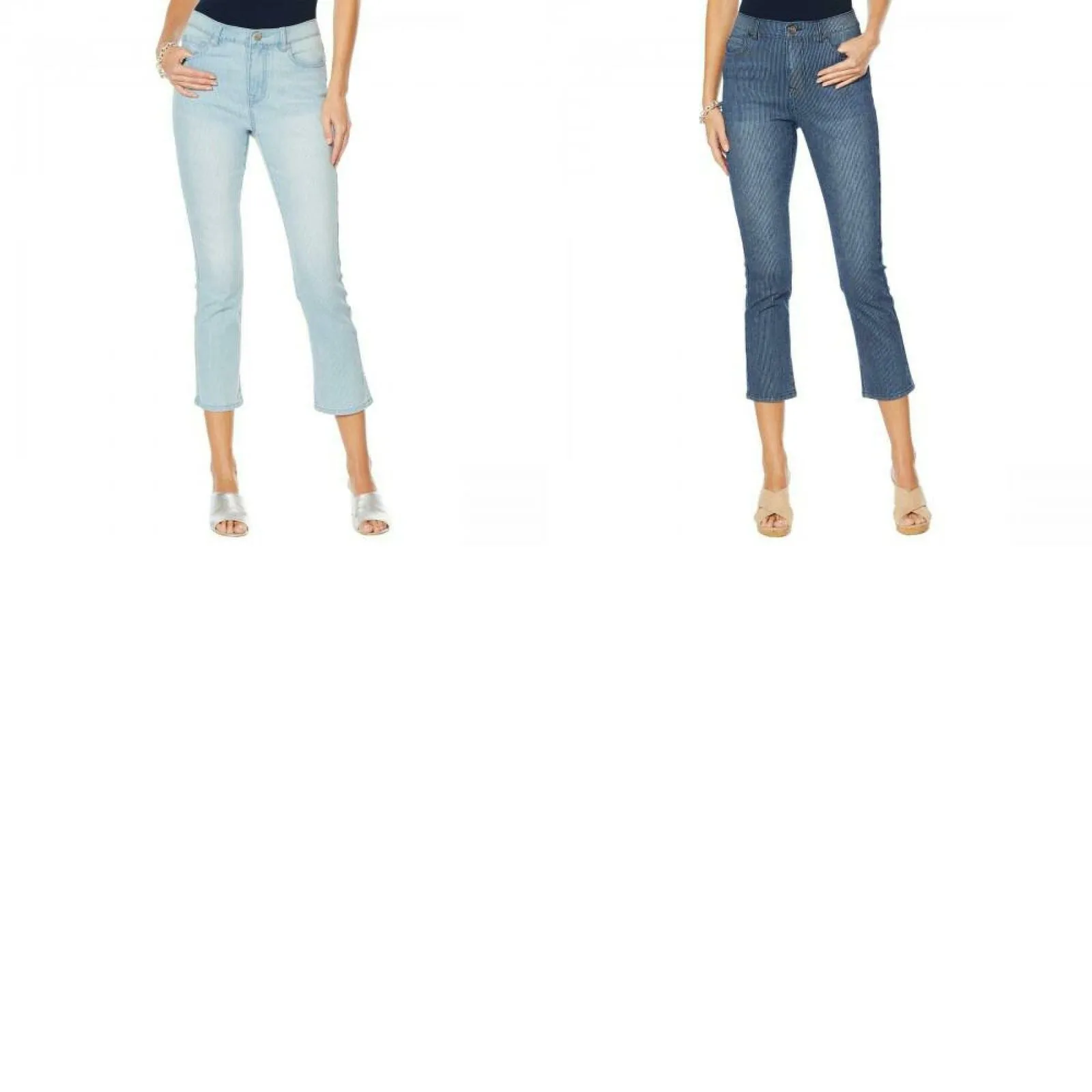 DG2 by Diane Gilman Women's Classic Stretch Pinstripe Crop Jeans