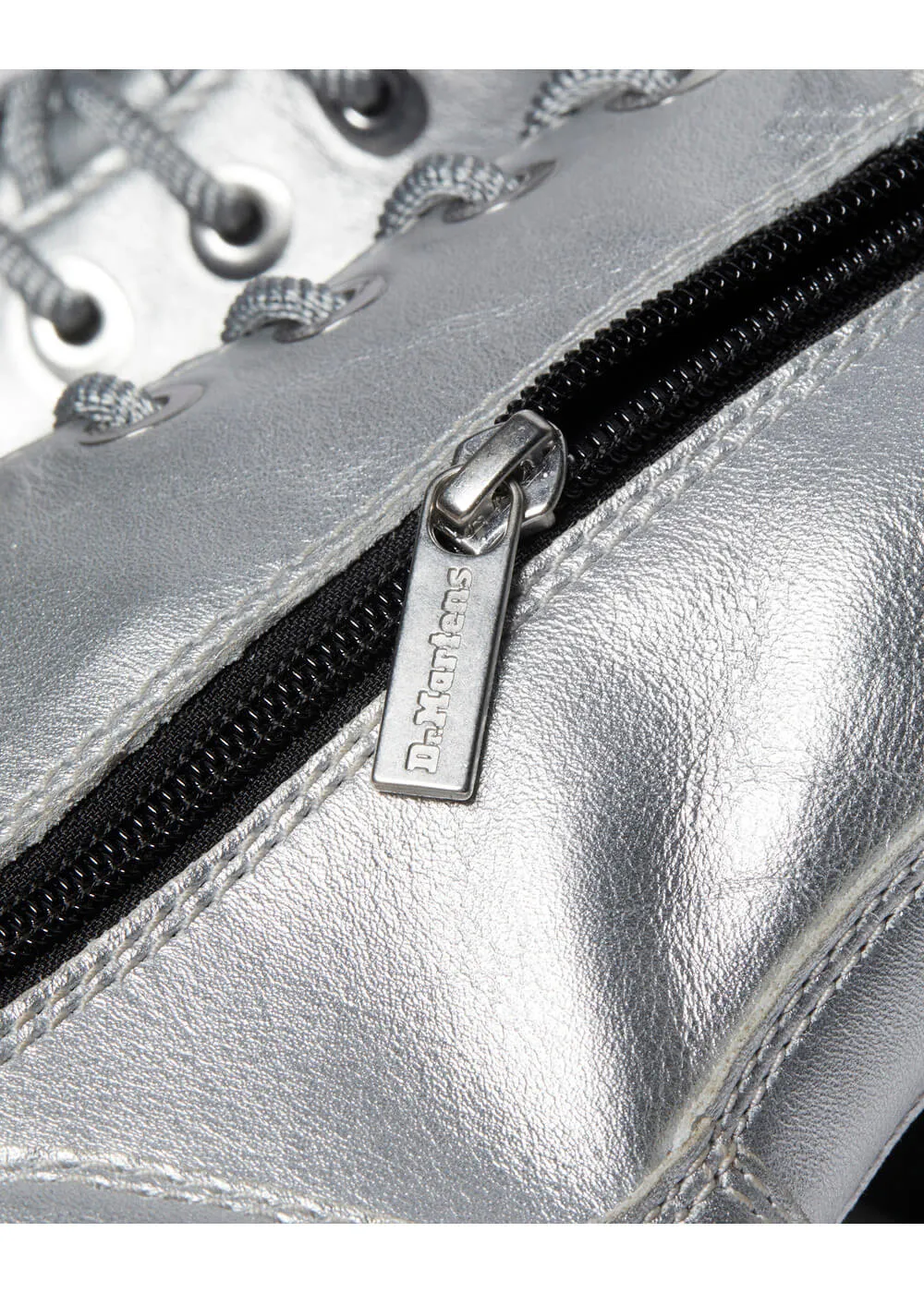 Dr. Martens Jadon Metallic Leather Platform Boots Silver