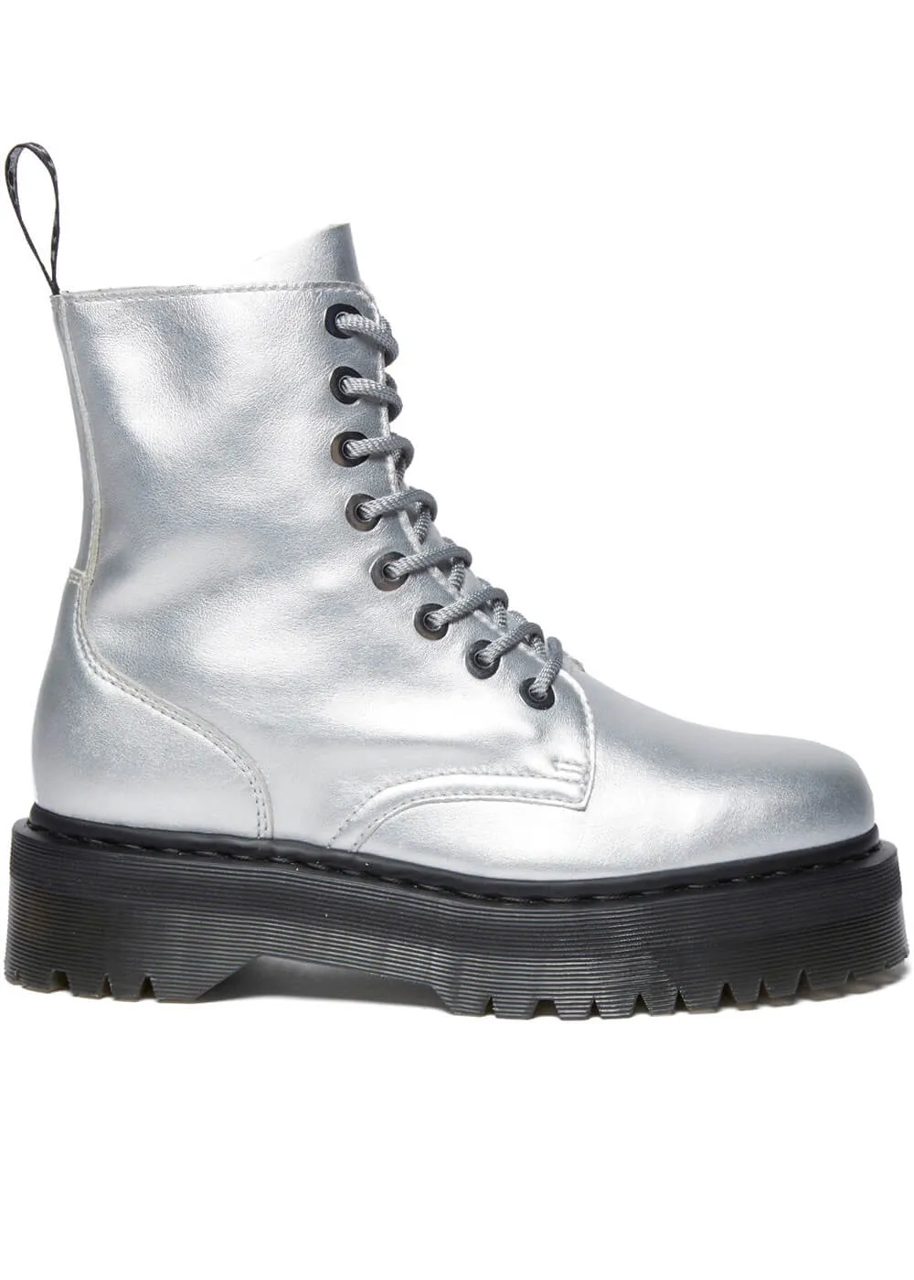 Dr. Martens Jadon Metallic Leather Platform Boots Silver