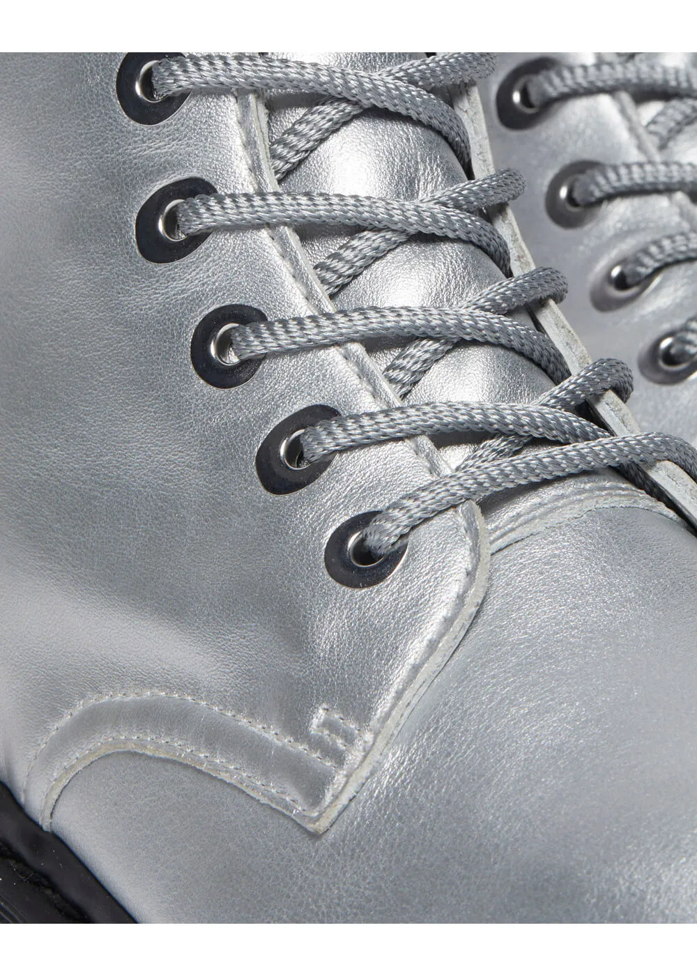 Dr. Martens Jadon Metallic Leather Platform Boots Silver
