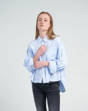 drop neck cropped shirt - cloudy blue