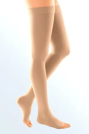 Duomed Soft Class 2 Thigh Length Open Toe Compression Stockings Sand XL